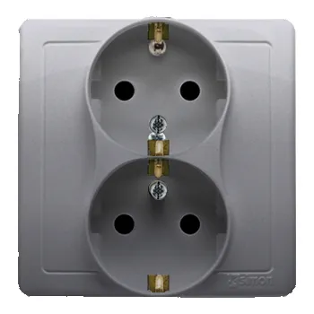Elektrická zásuvka SIMON Basic BGSZ2/43 Dvojzásuvka typu Schuko 16 A, 250 V~, šroubové svorky, Inox