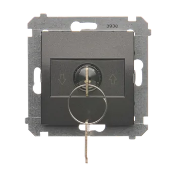 vypínač SIMON 54 DWZK.01/48 Spínač jednopólový žaluziový na klíč, (strojek s krytem)3-polohový "I-0-II" (str