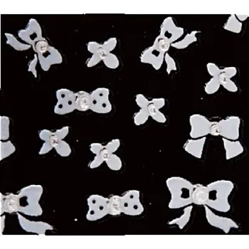 Umělé nehty Zdobení - bílé mašličky s kamínkem