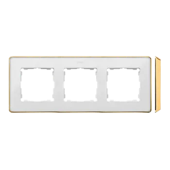 Elektrická zásuvka SIMON 82 Detail 8201630-245 rámeček 3 - násobný Detail SELECT-kov, bílá / základna zlato