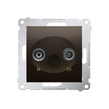 Elektrická zásuvka SIMON 54 DAP10.01/46 Zásuvka R-TV průběžná útlum R-TV 10 dB, (strojek s krytem) Hnědá