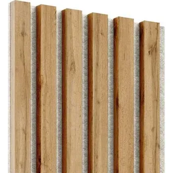 Obklad Lameo Akustické panely - lamely na krémové plsti - Dub Wotan 30 x 275 cm 1 ks hnědá