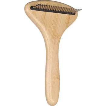 Kartáč pro zvířata Kartáč FLAMINGO Babu z bambusu s rotačními zuby hustý 17x10x4cm