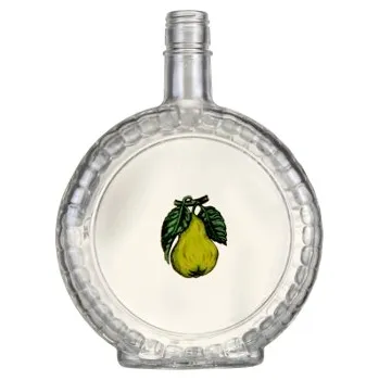 Láhev Slivovice Bricol - 0.70 bezbarevná + obtisk hruška žlutá se 2 lístky