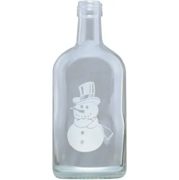 Láhev Láhev Gin - 0.35 bezbarevná PP28 A + obtisk sněhulák pískovaný