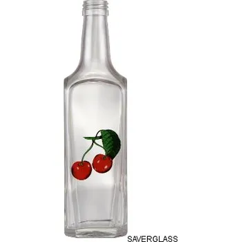 Láhev Láhev Boston - 0.50 bezbarevná + obtisk třešně 2 s lístkem