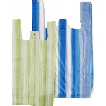 Nákupní taška Hafyso HDPE tašky 4 Kg v bloku - pruhované Barva: zeleno-bílá