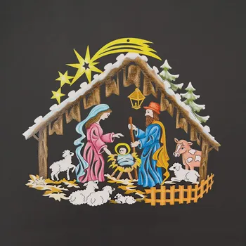 Vánoční dekorace AMADEA Dřevěná dekorace betlém k zavěšení, 20 cm, český výrobek