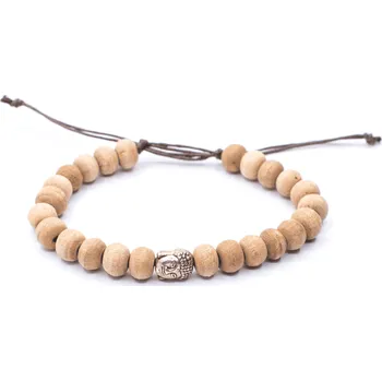 Náramek Milujeme Kameny Santalové dřevo s korálkem Buddhy - náramek kulička se shamballa zapínáním 361545