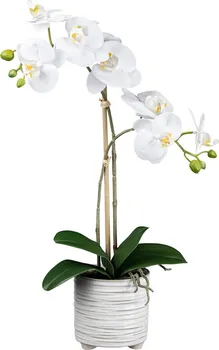 Umělá květina Gasper 1123081-40 orchidej v keramickém květináči 50 cm bílá