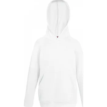 Chlapecká mikina Lehká dětská mikina klokanka Fruit of the Loom s přední kapsou Barva: Bílá, Velikost: 116 F430K