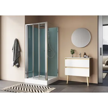 Sprchová hlavice Modul 1200 D20S3+D20F1 do rohu: čtyřpanelová sprchová kabina 90x120 cm, posuvné dveře, termostatická baterie, hlavová sprcha 21294S324007