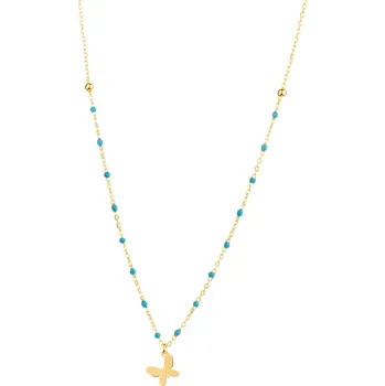 Náhrdelník Pozlacený stříbrný náhrdelník se smaltem - motýl - AP536-0092