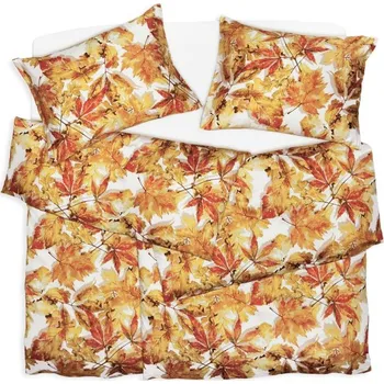 Povlečení SCANquilt povlečení SATÉN DESIGN leaves zlatocihlová 140 x 220/70 x 90 cm
