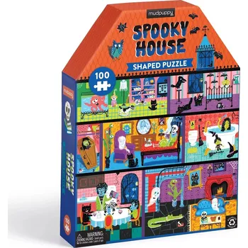 Puzzle Mudpuppy Strašidelný dům - puzzle ve tvaru domu 100 dílků