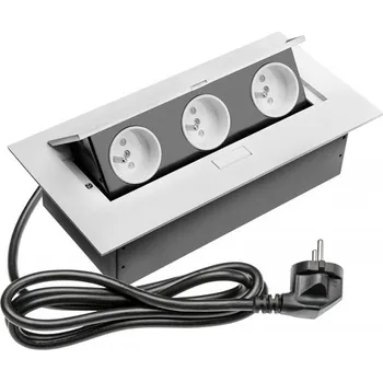 Elektrická zásuvka Obdélníková výsuvná zásuvka, 3x 240V, bílá