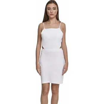 Dámské šaty Sexy mini piké šaty na špagety s průstřihy na bocích Urban Classics Barva: Bílá, Velikost: XL