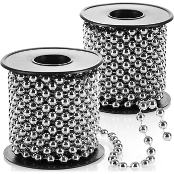 Vánoční ozdoba Vánoční perlová girlanda na stromeček - stříbrný vánoční řetěz (3,5 m)