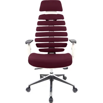 Kancelářská židle FISH BONES PDH šedý plast, 26-07 vínová, 3D područky