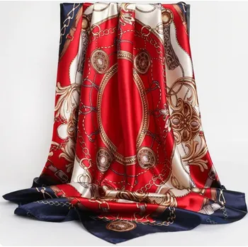 Šátek Luxusní hedvábný šátek se vzorem 90x90 cm Barva: 56 červeno modrá