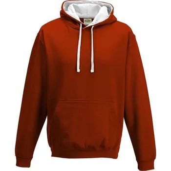 Pánská mikina Just Hoods Unisex týmová kontrastní klokánka s kapucí Barva: červená ohnivá - bílá, Velikost: XL JH003