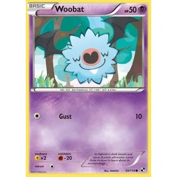 Karetní hra Pokémon BLW 050/114 Woobat - Black & White Stav: Excellent, Verze: NORMAL