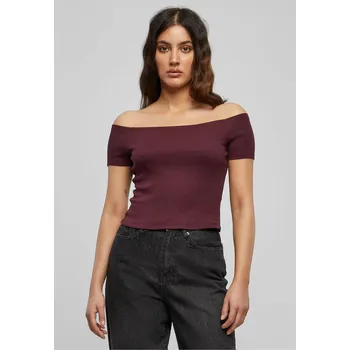 Dámské oblečení Urban Classics Elegantní dámský top do pasu se spadlými rameny Barva: Červená vínová, Velikost: S