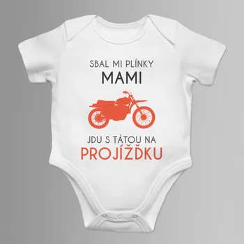 Žertovný předmět Jdu s tátou na projížďku - dětské body s potiskem