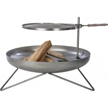 Nerezové přenosné ohniště Ø 90 cm V s grilovacím roštem