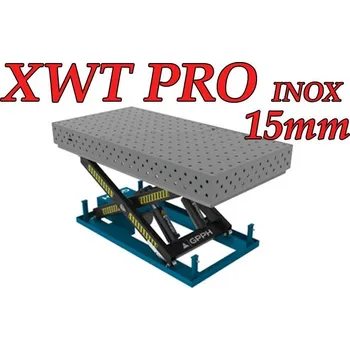 Dílenský stůl GPPH Svařovací stůl XWT PRO INOX - nerez (15mm) s hydraulickým systémem - 1200x800mm - díry 28mm, spon diagonální