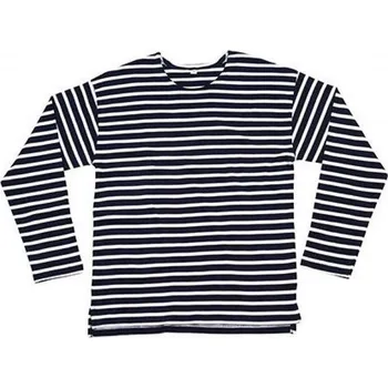Pánské tričko Mantis Měkké proužkované triko s dlouhým rukávem z organické bavlny Barva: modrá námořní - bílá, Velikost: XL P136