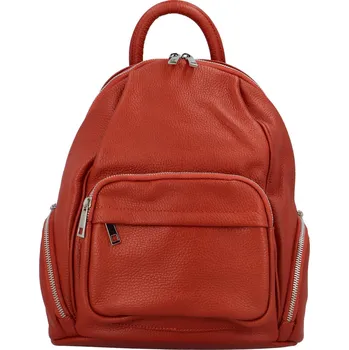 Městský batoh Trendový dámský kožený batůžek Ursula, oranžovočervená