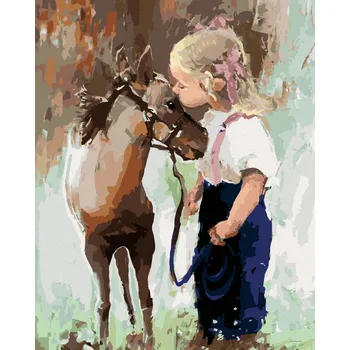 Hračka Diamondi Diamantové malování - HOLČIČKA A PONÍK Rozměr: 40x50 cm, Rámování: bez rámu a bez vypnutí plátna