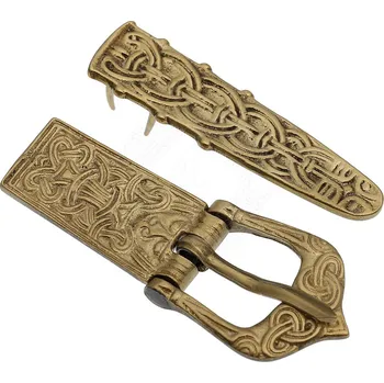 Opasek Brass Buckles Vikingská opasková přezka s nákončím s uzlovým vzrem ve stylu Borre
