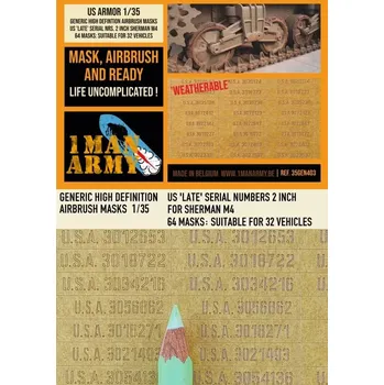 Plastikový model 1ManArmy 1/35 US late Serial Nrs.2 Sherman M4 Airbrush mask