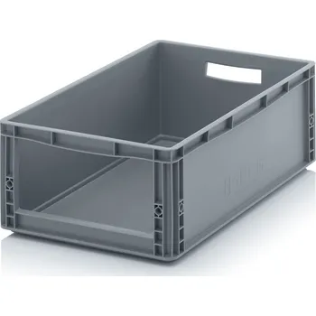 Skladové otevřené přepravky v euro formátu SLK 60 x 40 x 22 cm - Stříbrošedá - materiál: PP - SLK 64/22