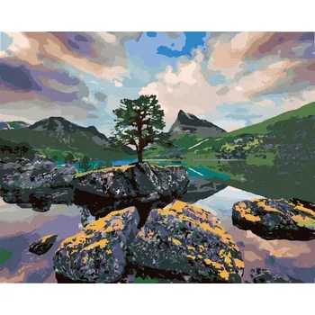 Diamondi Diamantové malování - JEZERO INNERDALSVATNA Rozměr: 40x50 cm, Rámování: vypnuté plátno na rám