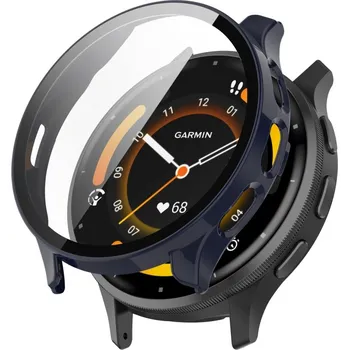Příslušenství k chytrým hodinkám VSECHNONAMOBIL 64441 PC FULL COVER Plastový kryt se sklem pro Garmin Venu 3S modrý