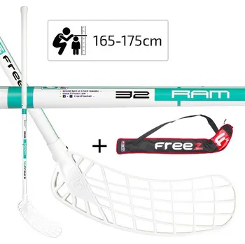 Florbalová hůl startovací set florbalky a vaku FREEZ RAM bílá-mint 32 MB - 90cm pravá