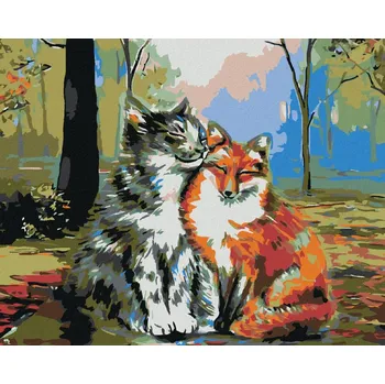 Hračka Diamondi Diamantové malování - KOCOUR S LIŠTIČKOU Rozměr: 40x50 cm, Rámování: bez rámu a bez vypnutí plátna