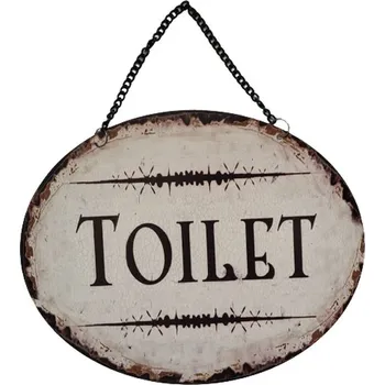Plechová cedule Závěsná kovová cedule s řetízkem Toilet - 25*20 cm