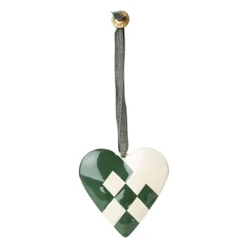 Vánoční dekorace Vánoční plechová ozdoba Braided Heart Dark Green