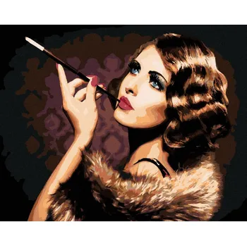 Hračka Diamondi Diamantové malování - ELEGANTNÍ ŽENA S CIGARETOU Rozměr: 40x50 cm, Rámování: bez rámu a bez vypnutí plátna