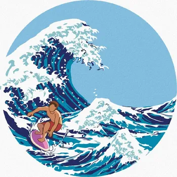 Hračka Diamondi Diamantové malování - MUŽ NA VLNĚ - INSPIRACE KACUŠIKA HOKUSAI Rozměr: 40x50 cm, Rámování: bez rámu a bez vypnutí plátna