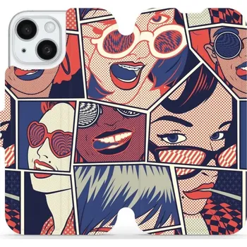Pouzdro na mobilní telefon Flipové pouzdro Mobiwear - Apple iPhone 15 - VP18P Komiks (Knížkové flip pouzdro, obal, kryt na mobil Apple iPhone 15 - VP18P Komiks, materiál Umělá kůže + TPU - ochrana 360°, stojánek, silikonová vanička, magnetické zavírání)