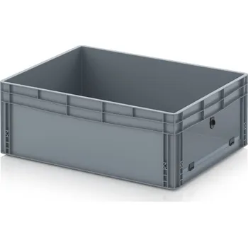 paleta Skladové otevřené přepravky V euroformátu s průhlednou deskou z akrylového skla 80 x 60 x 32 cm - Stříbrošedá - materiál: PP - EG SKS 86/32 HG