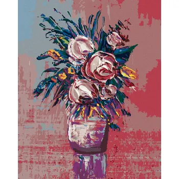 Hračka Diamondi Diamantové malování - KYTICE RŮŽÍ NA ČERVENÉM POZADÍ Rozměr: 40x50 cm, Rámování: vypnuté plátno na rám