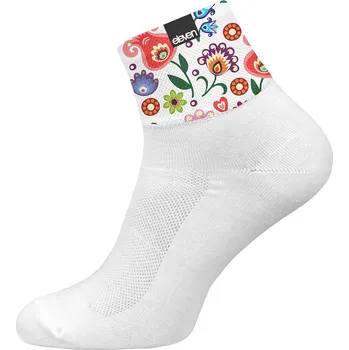 Dámské ponožky Ponožky Eleven Huba Folklor White Velikost: XL (45-47)