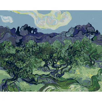 Hračka Diamondi Diamantové malování - OLIVOVNÍKY S ALPILLES V POZADÍ (VINCENT VAN GOGH) Rozměr: 40x50 cm, Rámování: bez rámu a bez vypnutí plátna