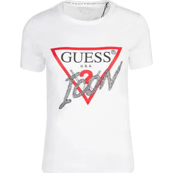 Dámské oblečení GUESS DÁMSKÉ TRIČKO T-SHIRT SS CN ICON TEE WHITE W3BI42I3Z14 G011 Velikost: S